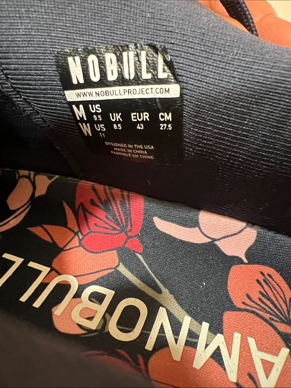 NOBULL Women’s Navy Athletic Sneakers with Coral and Pink Floral Print size W11